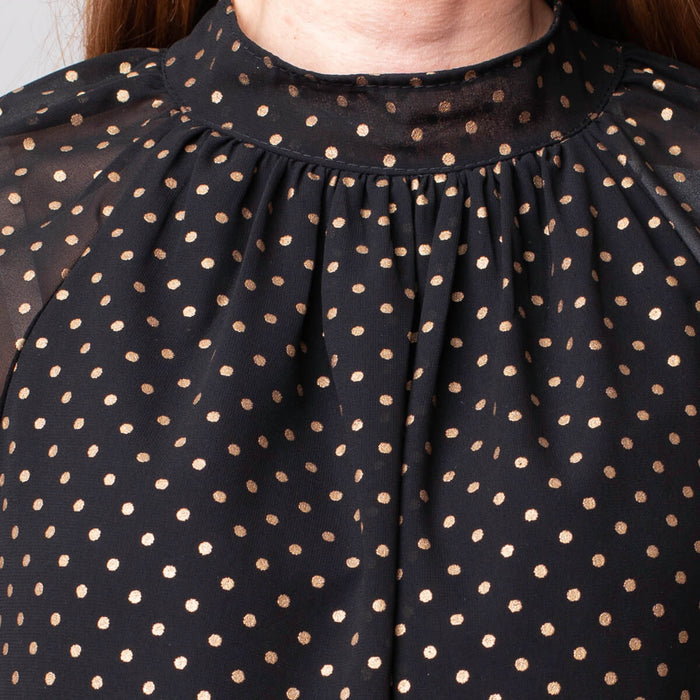 Glitter Printed Blouse - Black