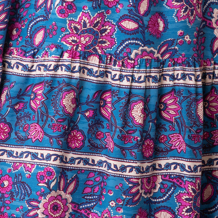 Robe Imprimée à Fleurs - Bleu Moyen