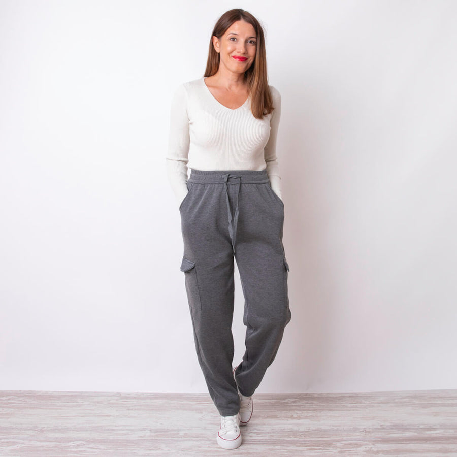 Pantalon cargo en polaire - Gris