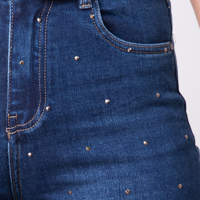 Pantaloni con applicazioni di strass - Blu