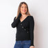 Asymmetric Button Sweater - Black