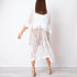 Flower Embroidered Tulle Kimono - White