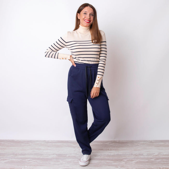 Pantalon cargo en polaire - Marine