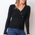 Asymmetric Button Sweater - Black