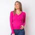 Asymmetric Button Sweater - Fuchsia