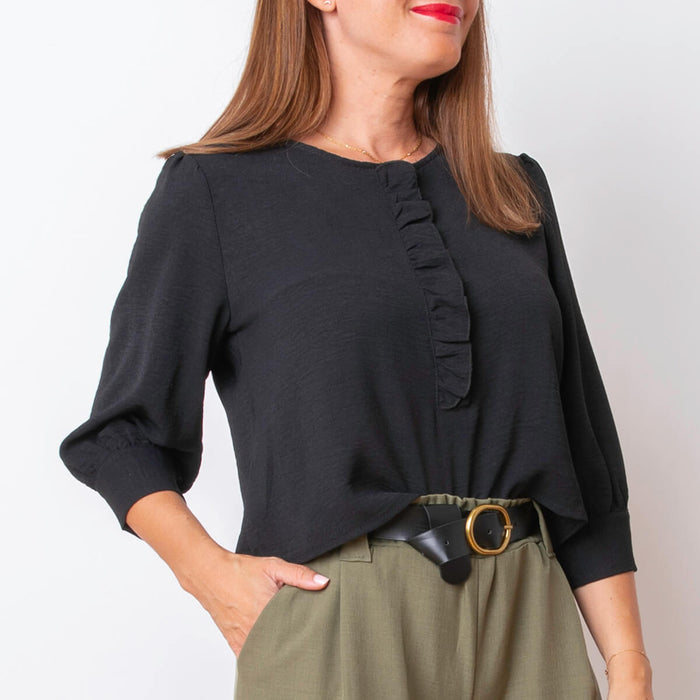 Mini Volante Blouse - Black