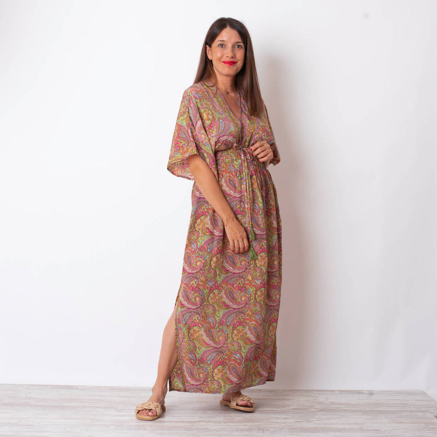 Kleid mit Kaschmir-Print – Grün