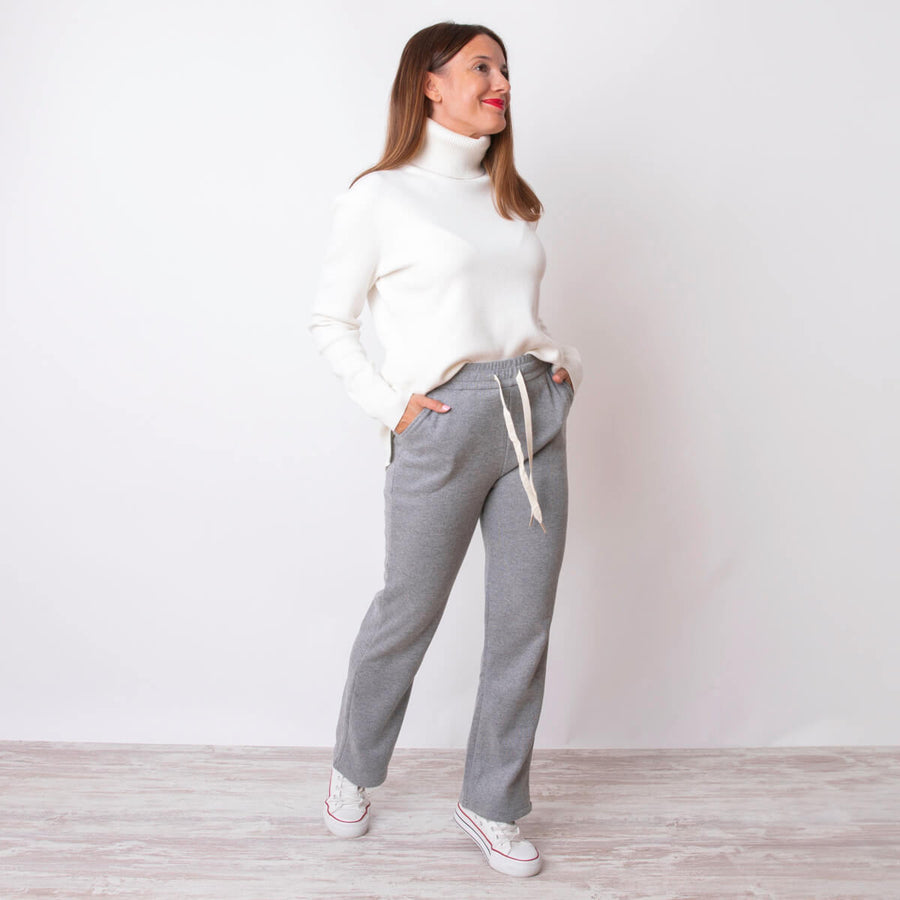 Pantalon Plissé Violet - Gris