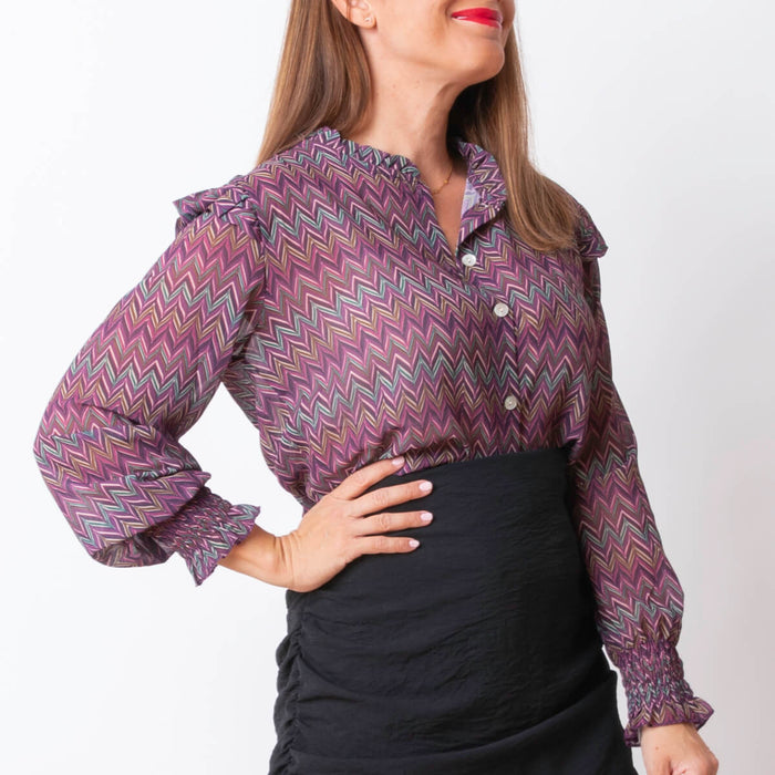 Printed Chiffon Shirt - Buganvilla