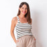 Striped Printed Top - Beige