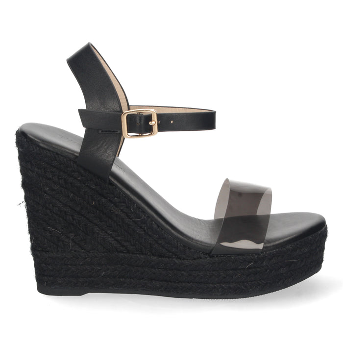 Sandal Wedge Porel - Black