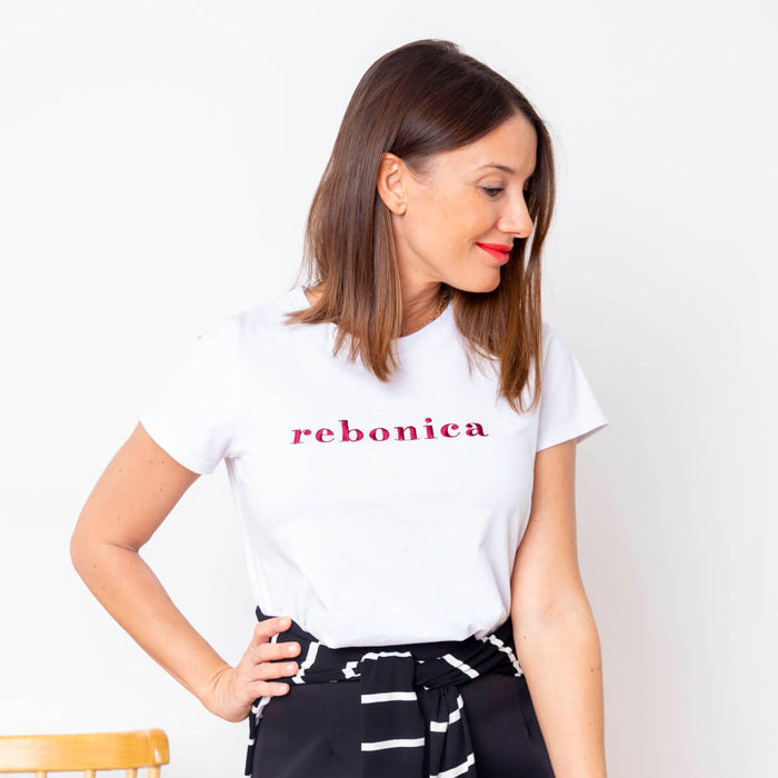 T-shirt Bordada Rebonica - Weiß
