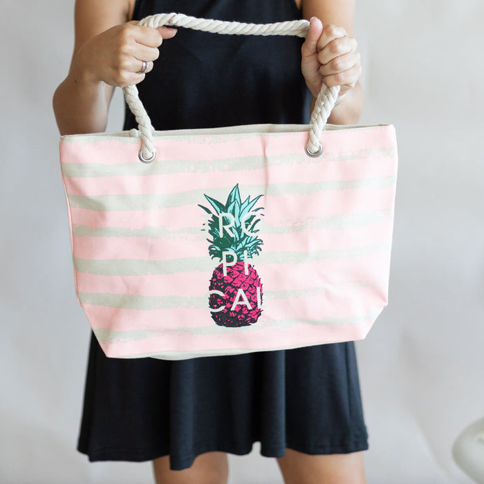Bolsa de praia tropical piña - rosa