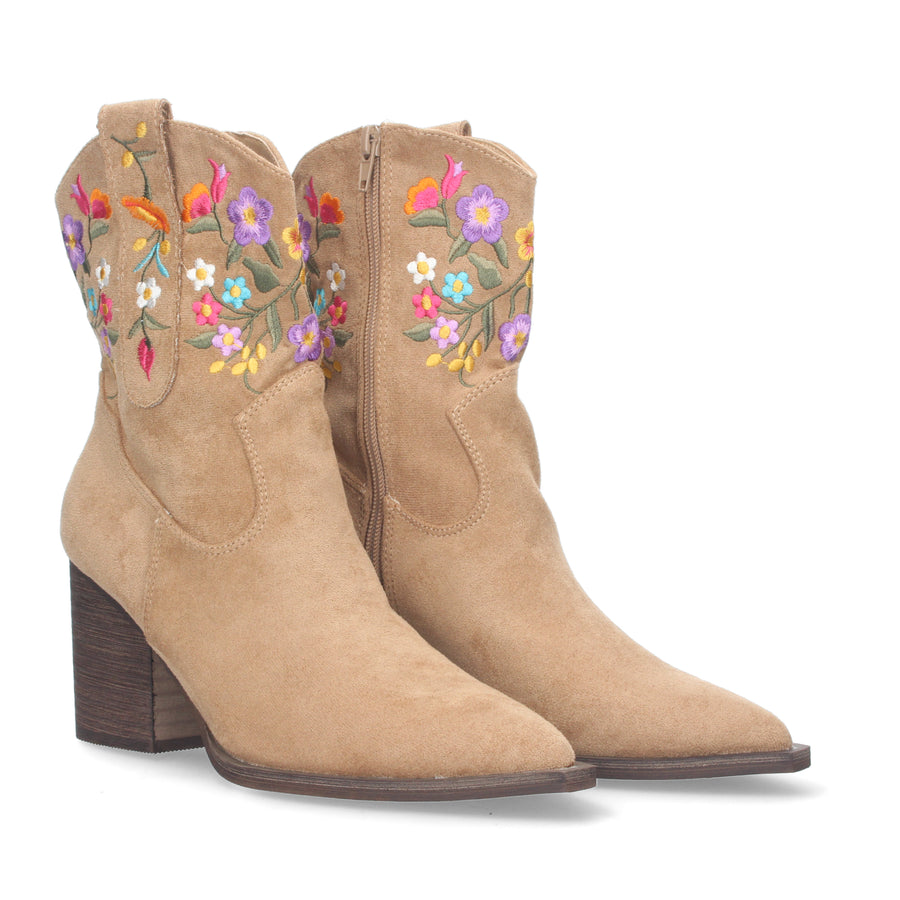 Ankle boot floral - Apricot