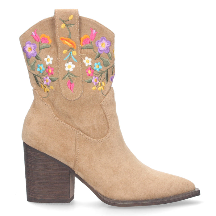 Ankle boot floral - Apricot