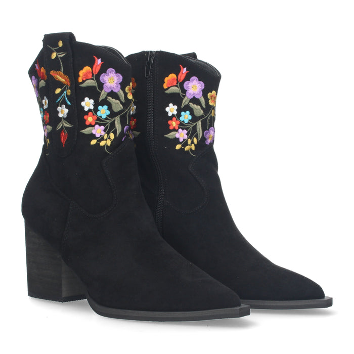 Ankle boot Floral - Black