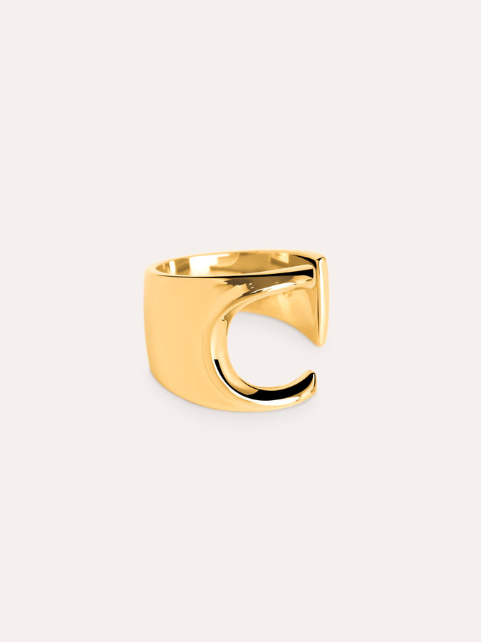Ring Customized Letter Signet Gold plating - C