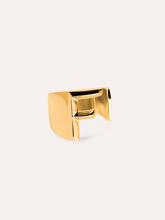 Ring Customized Letter Signet Gold plating - F