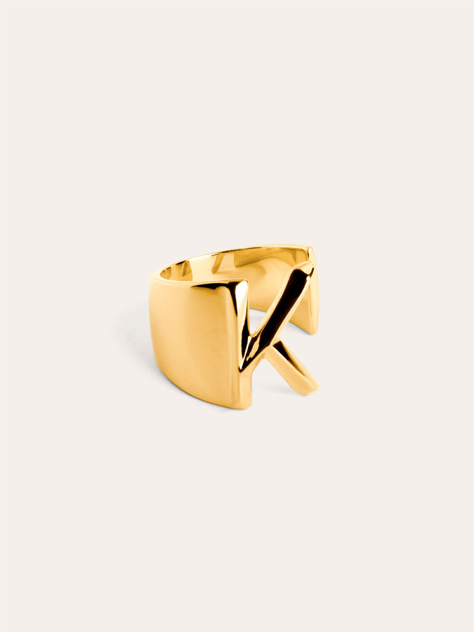 Ring Customized Letter Signet Gold plating - K