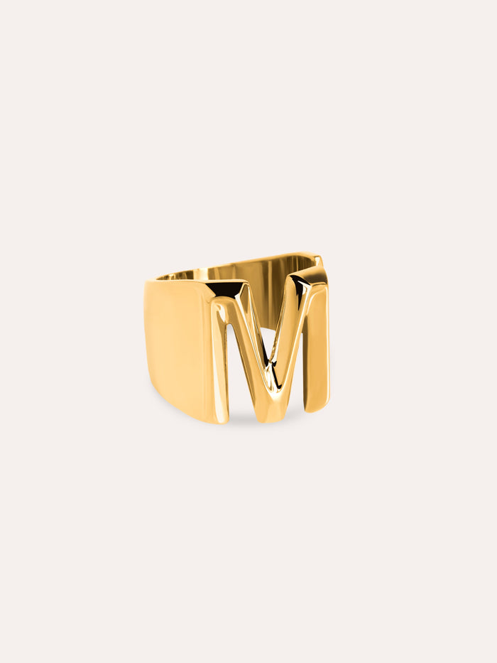 Ring Customized Letter Signet Gold plating - M