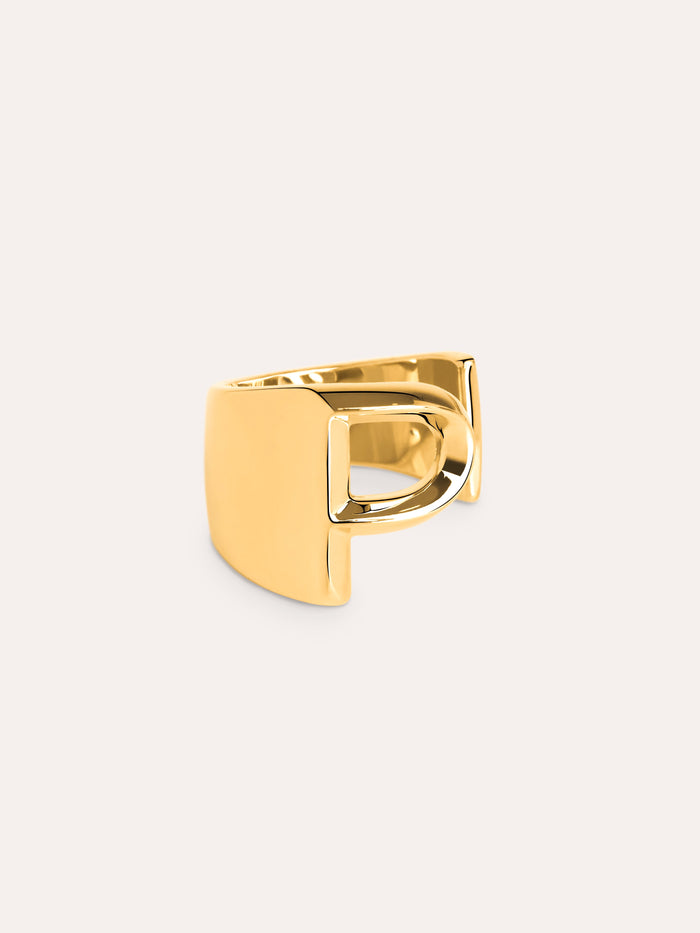 Ring Customized Letter Signet Gold plating - P