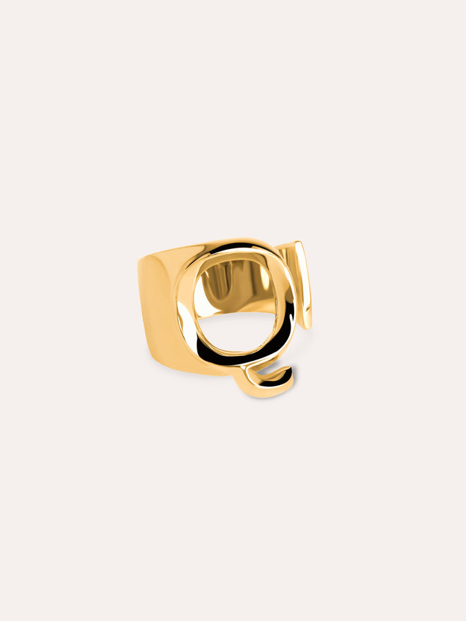 Ring Customized Letter Signet Gold plating - Q