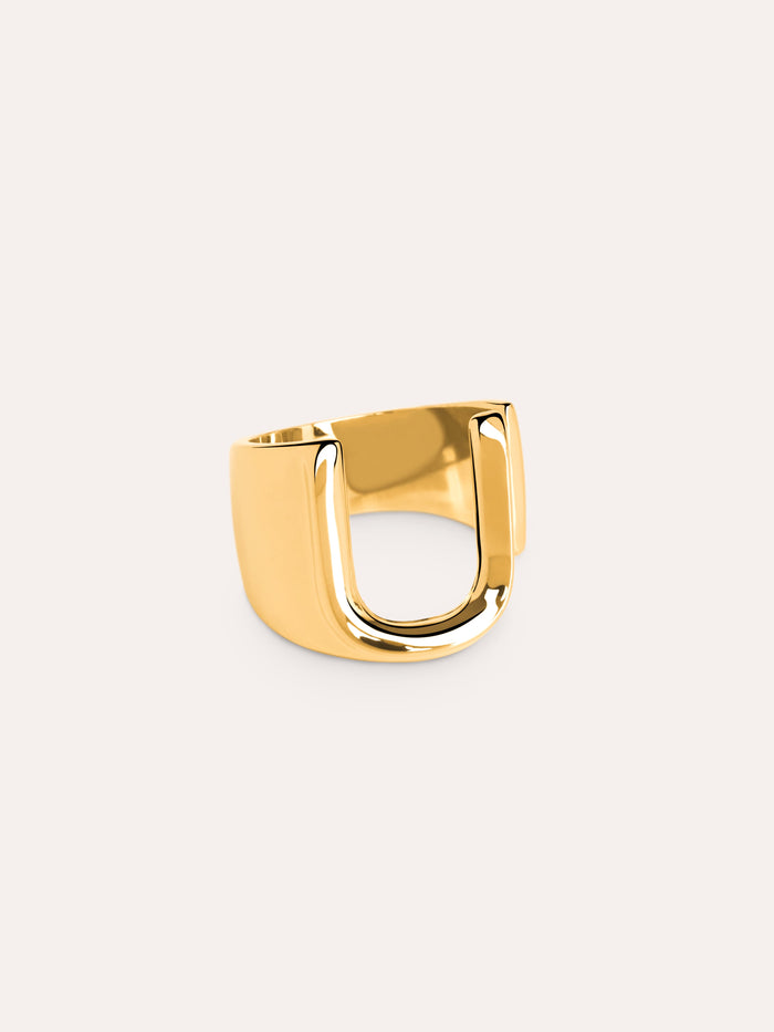 Ring Customized Letter Signet Gold plating - U