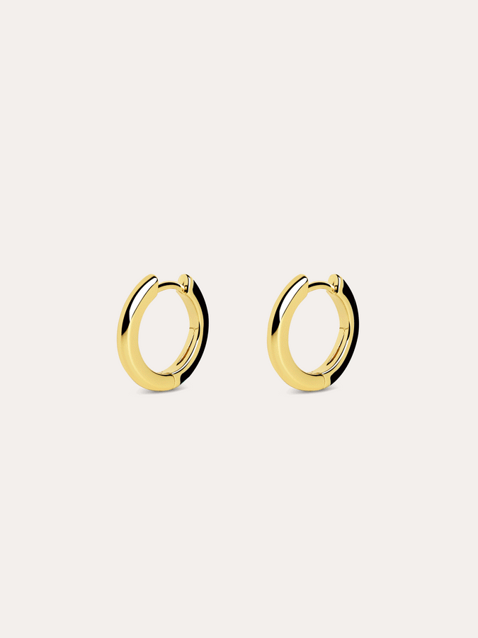 Gold Black Enamel Hoop Earrings